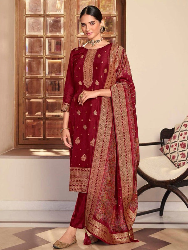 Dola Jacquard & Net Salwar Kameez - Indian Dress - C557F