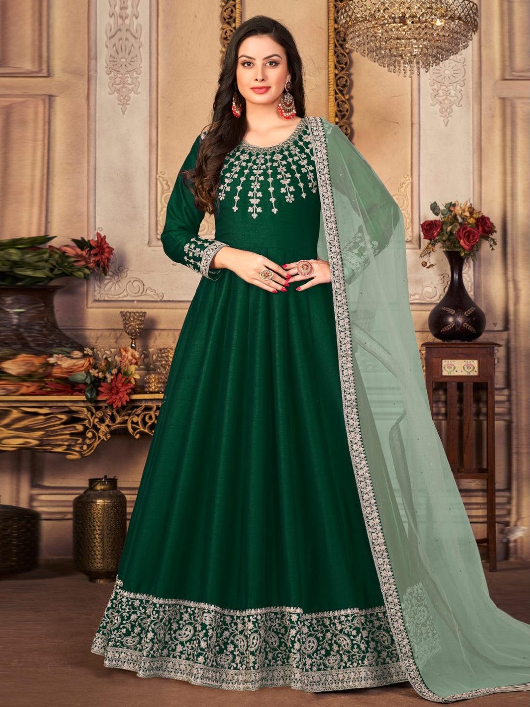 Generic Women Silk Anarkali Suit (pakistanisuit_EK20133_green_Free Size) :  Amazon.in: Fashion