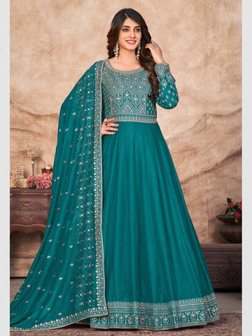 Anarkali Gown Dresses Indian Wear Georgette Silk Gown Embroidery Work Gown  for I | Be4meStore