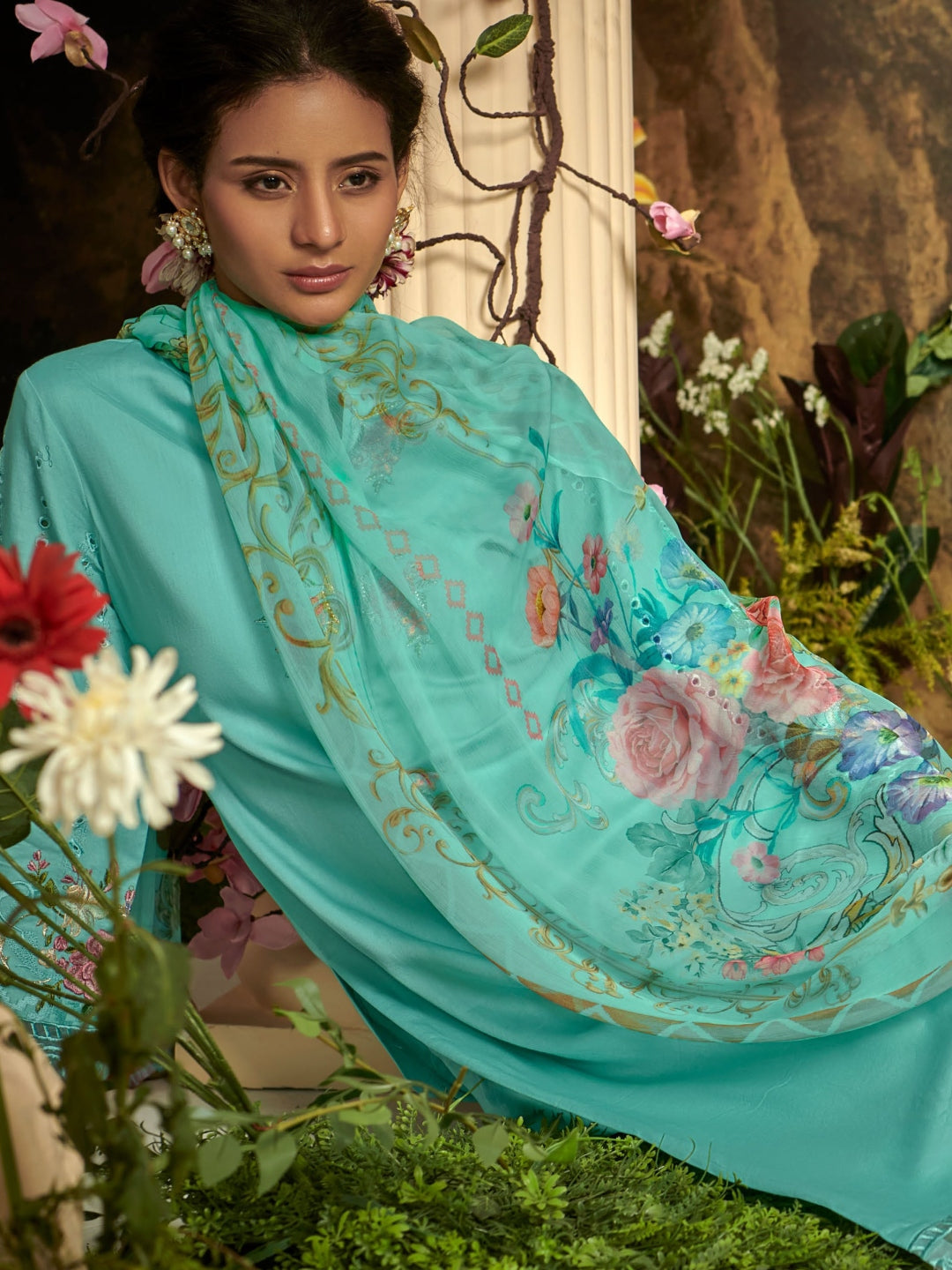 Embroidered Cotton Satin Salwar Kameez - Indian Dress - C989G ...