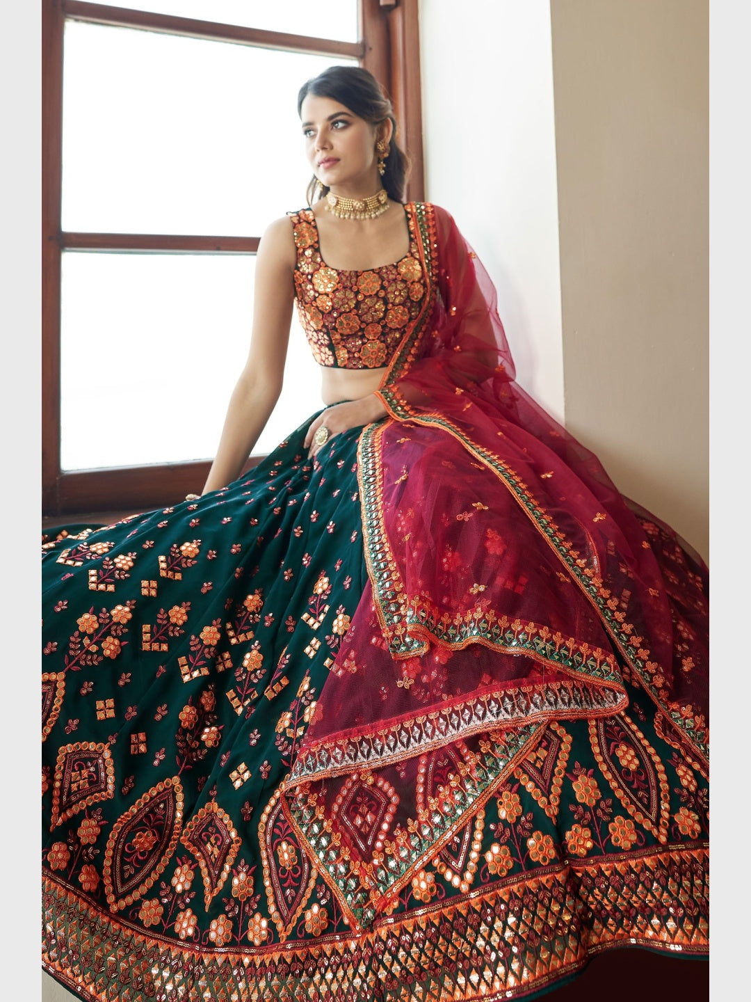 Maroon Velvet Bridal Lehenga Choli 271743