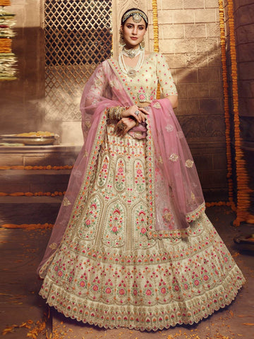 Spangel Fashion Women's Jacquard Semi-Stitched Lehenga Choli (Grey Pink  Lehenga choli_Grey & Pink_Free Size) : : Fashion