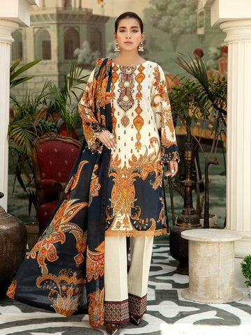 Lawn Embroidery & Print Salwar Kameez - Pakistani Dress - C526E ...