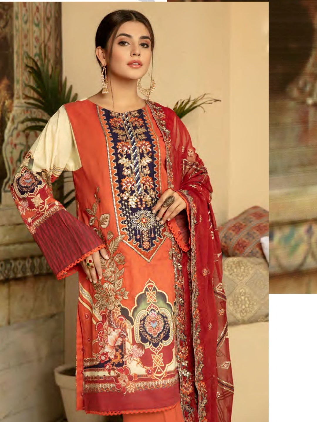 Luxury Embroidered Chiffon Salwar Kameez - Pakistani Dress - C709F