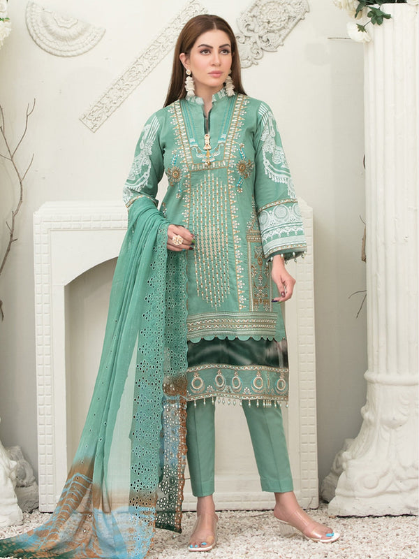 Lawn & Cambric Embroidery Salwar Kameez - Pakistani Dress - C732H ...