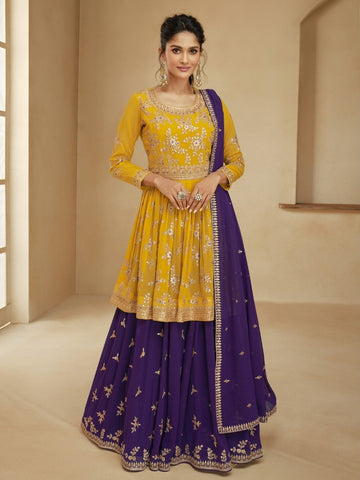 Indian Long Jacket Style Dresses Top With Plazzo
