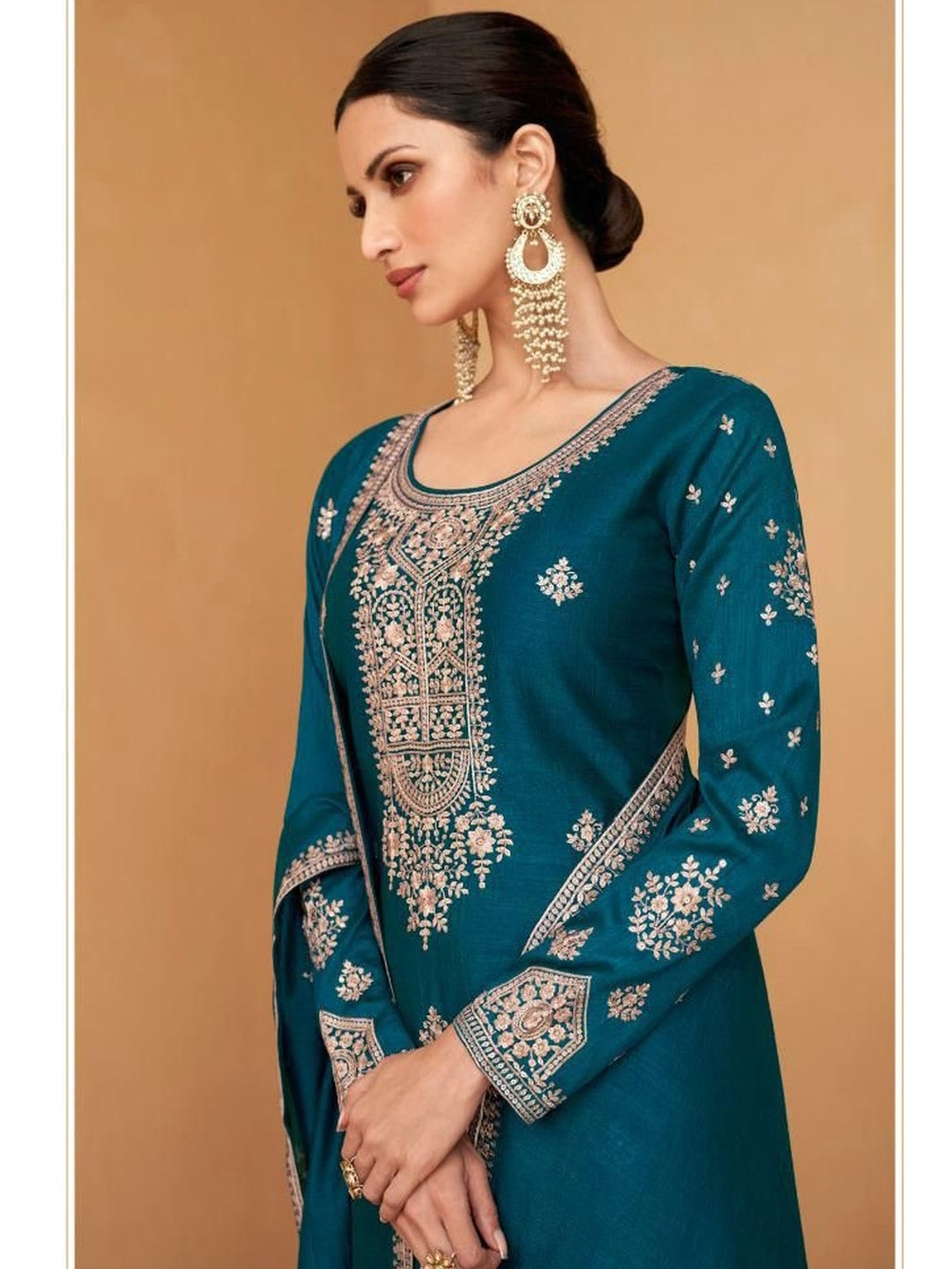 Premium Silk Embroidery Salwar Kameez - Indian Dress - C896D | Fabricoz USA