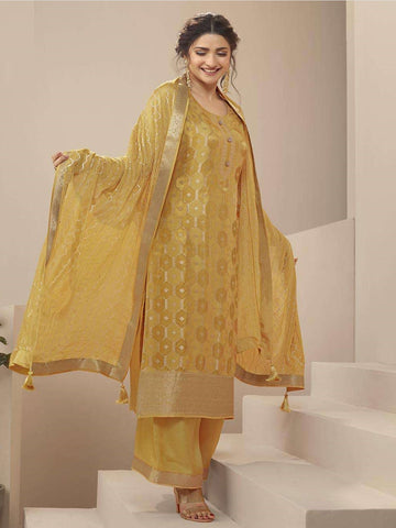 Yellow embroidery soft cotton unstitch churidar suits churidar salwar suits  - Aarshi Fashions - 3839704