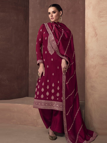 Embroidered Premium Silk Salwar Kameez - Indian Dress - C924E
