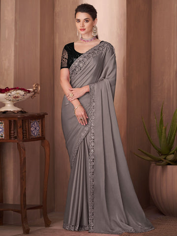 Grey Saree Collection - Free Shipping on Grey Indian Saree Online in USA