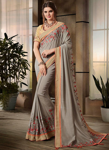 Grey Saree Collection - Free Shipping on Grey Indian Saree Online in USA