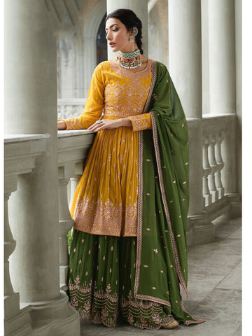 Yellow Bright Designer Worked Anarkali Suit - Indian Heavy Anarkali Lehenga  Gowns Sharara Sarees Pakistani Dresses in USA/UK/Canada/UAE - IndiaBoulevard